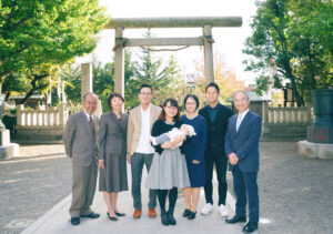 お宮参りでの集合写真