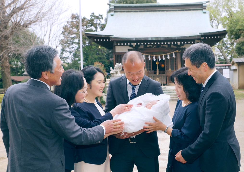 お宮参りの集合写真