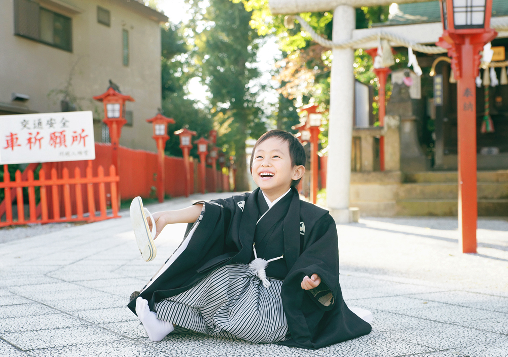 川越八幡宮での男の子七五三