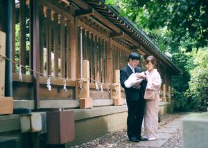 埼玉県川越氷川神社でお宮参り出張撮影の家族